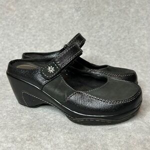 Clarks Black Leather Mary Jane‎ Mule Flats 6.5M Cottagecore Balletcore Boho y2K
